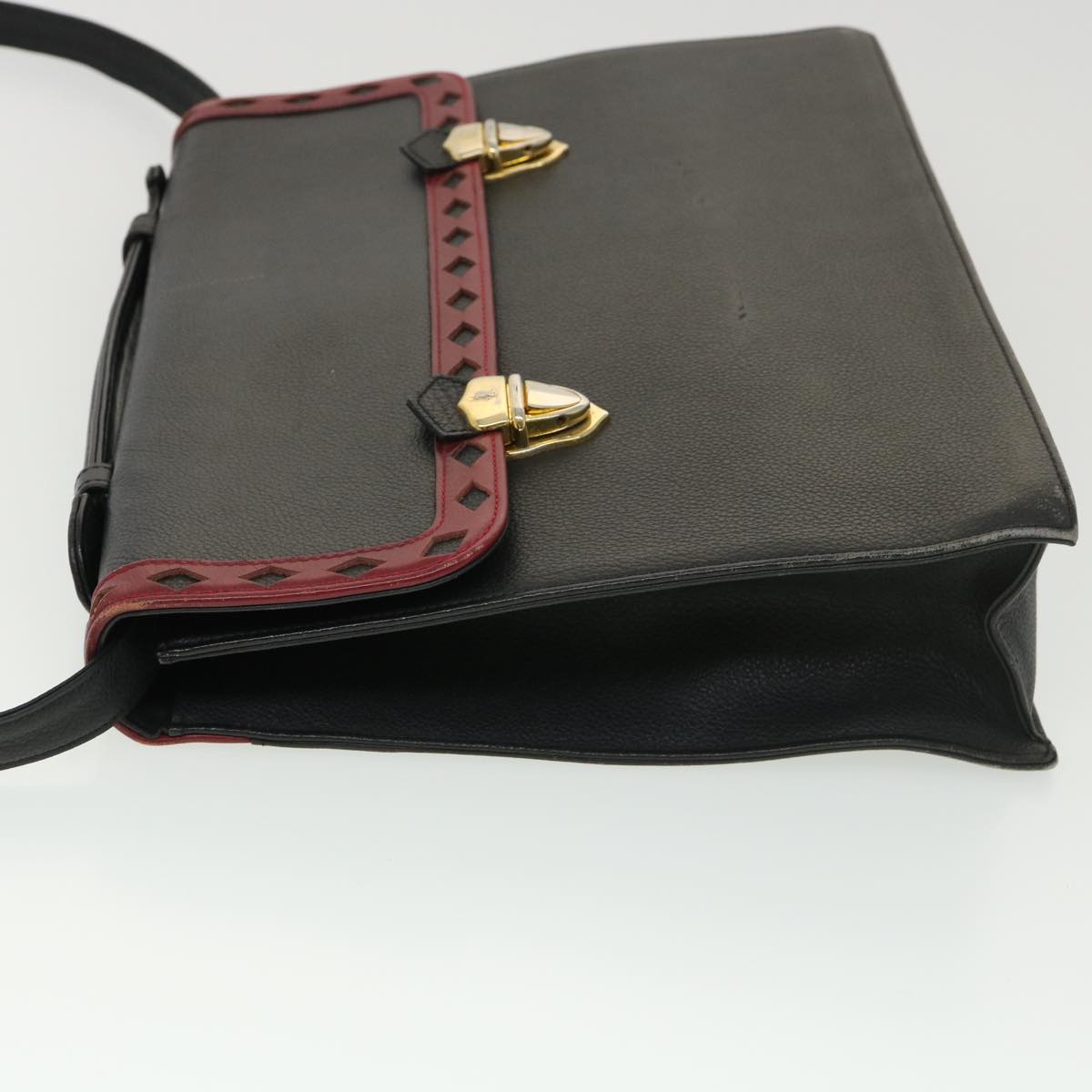SAINT LAURENT Hand Bag Leather 2way Black Auth am4085