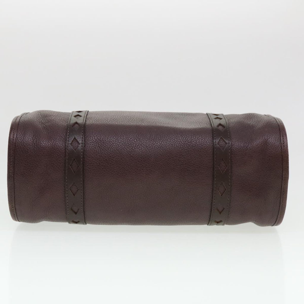 SAINT LAURENT Hand Bag Leather Wine Red Auth am4116