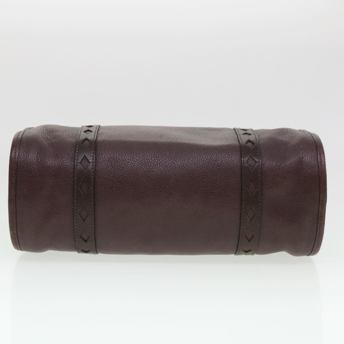 SAINT LAURENT Hand Bag Leather Wine Red Auth am4116