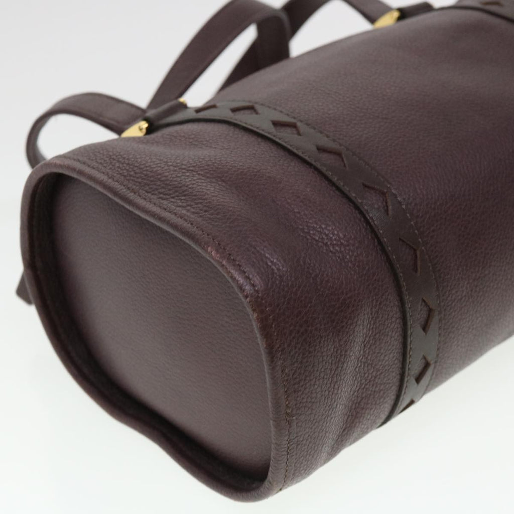 SAINT LAURENT Hand Bag Leather Wine Red Auth am4116