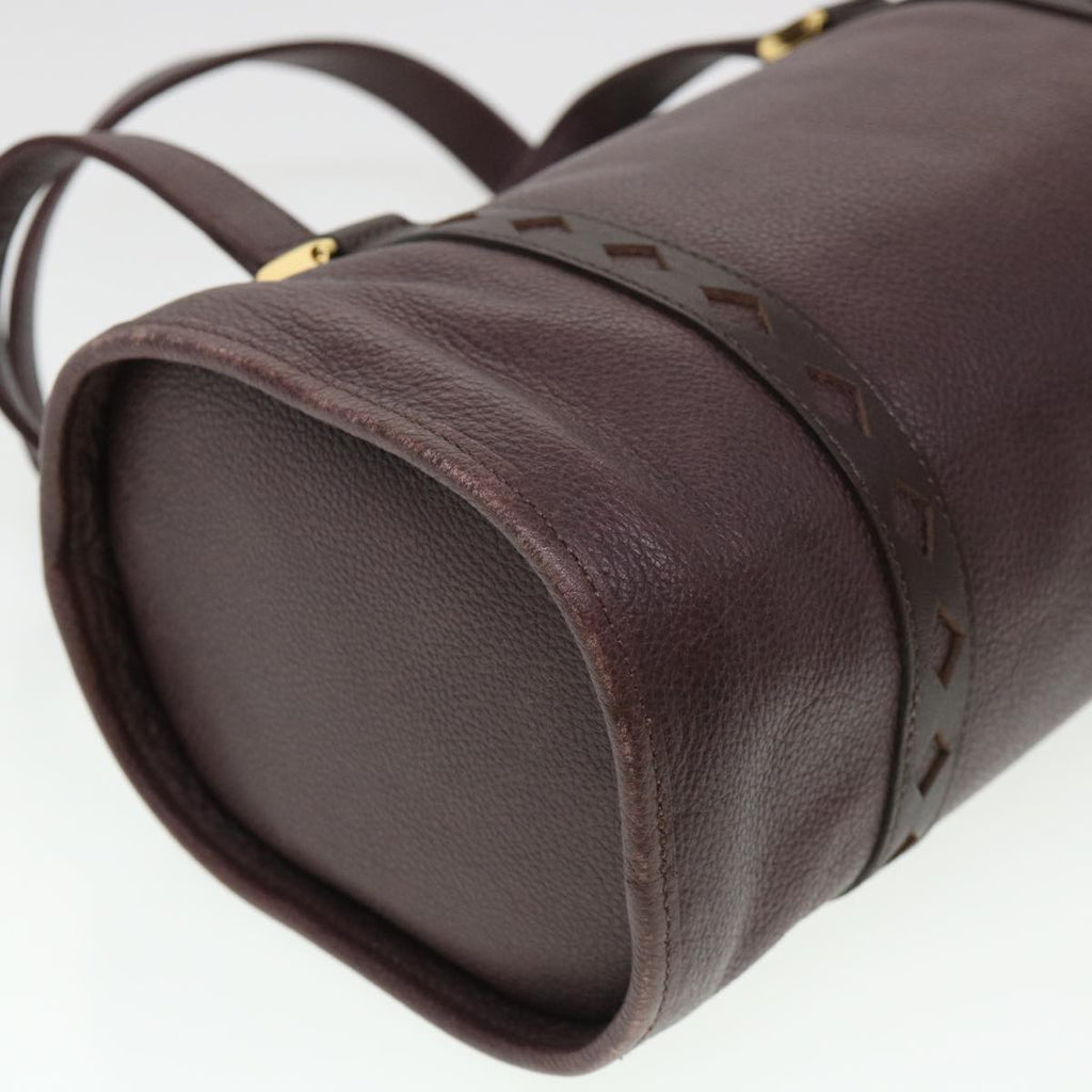 SAINT LAURENT Hand Bag Leather Wine Red Auth am4116