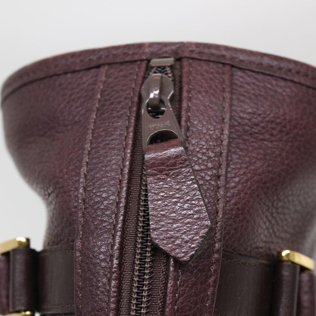 SAINT LAURENT Hand Bag Leather Wine Red Auth am4116