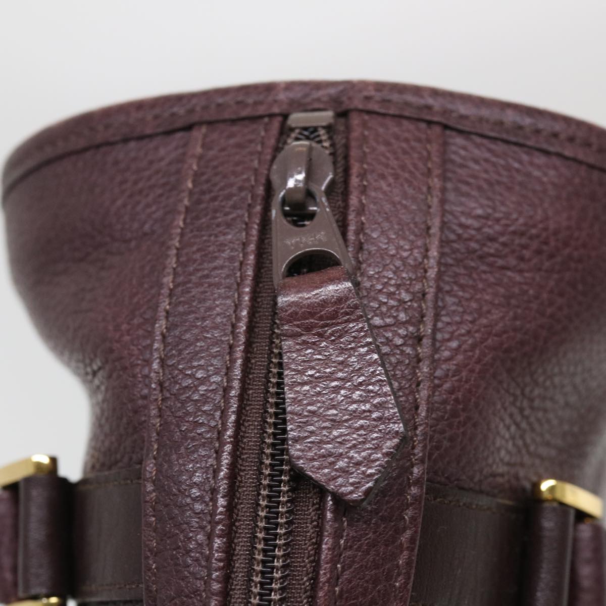 SAINT LAURENT Hand Bag Leather Wine Red Auth am4116