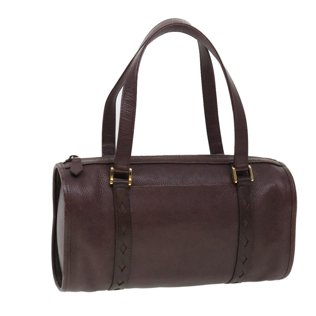SAINT LAURENT Hand Bag Leather Wine Red Auth am4116