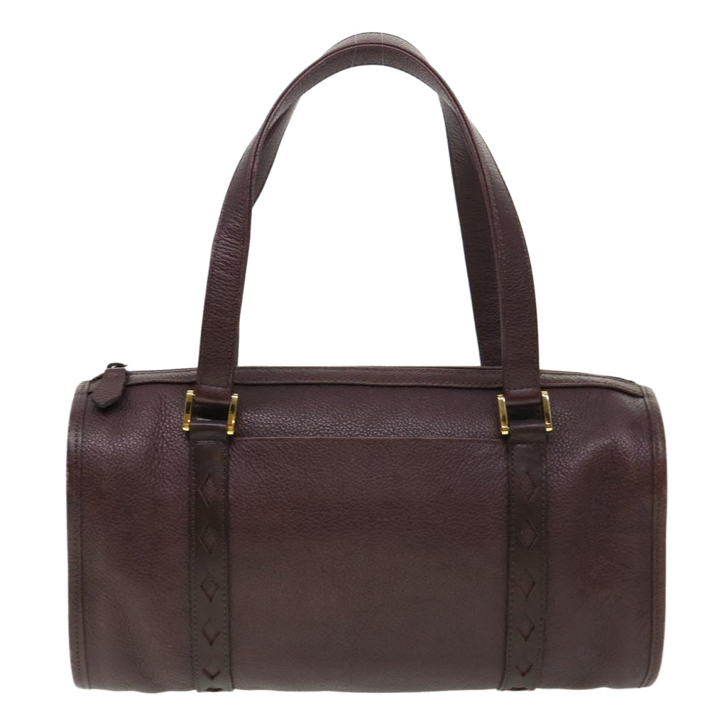 SAINT LAURENT Hand Bag Leather Wine Red Auth am4116