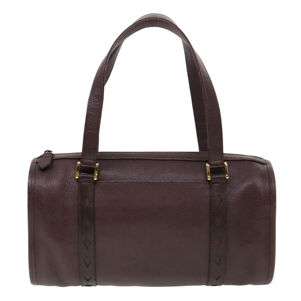 SAINT LAURENT Hand Bag Leather Wine Red Auth am4116