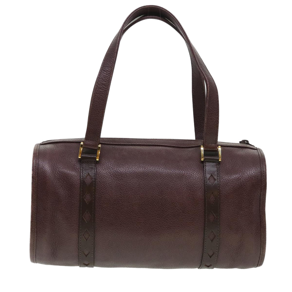 SAINT LAURENT Hand Bag Leather Wine Red Auth am4116