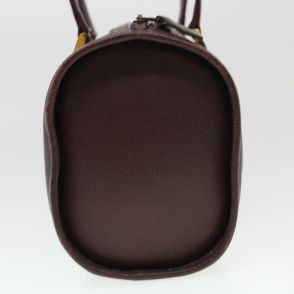 SAINT LAURENT Hand Bag Leather Wine Red Auth am4116