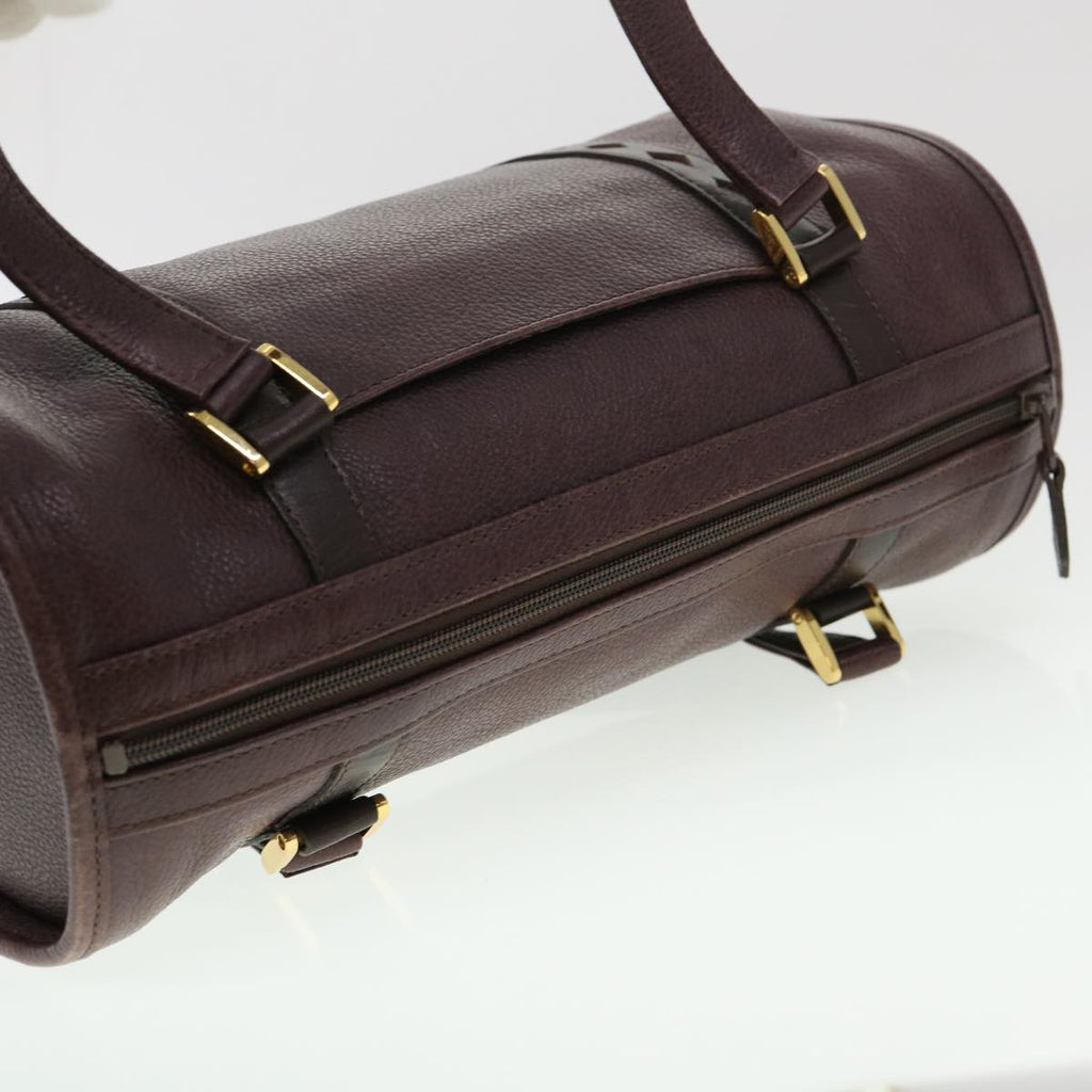 SAINT LAURENT Hand Bag Leather Wine Red Auth am4116