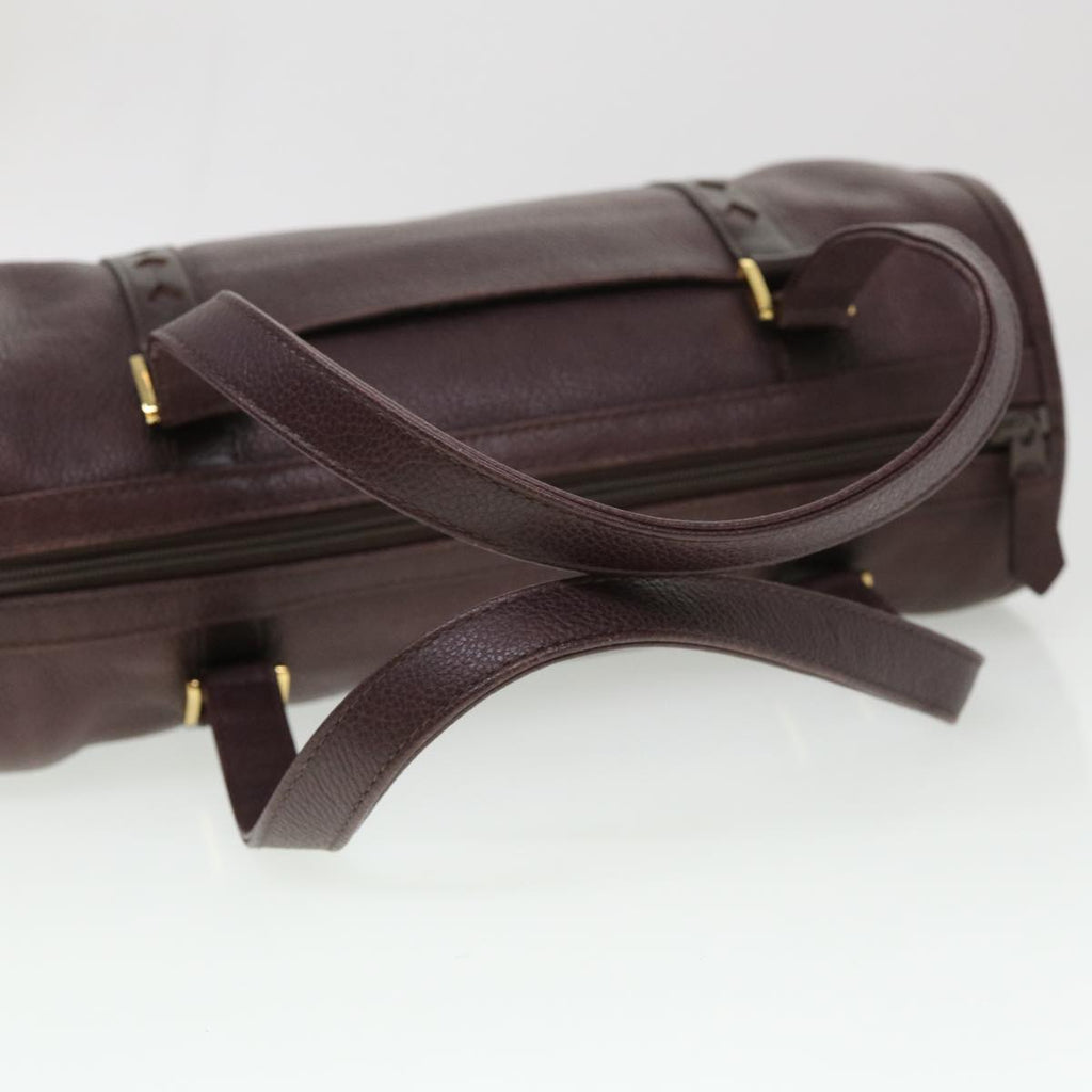 SAINT LAURENT Hand Bag Leather Wine Red Auth am4116