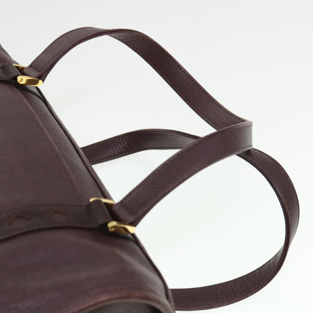 SAINT LAURENT Hand Bag Leather Wine Red Auth am4116