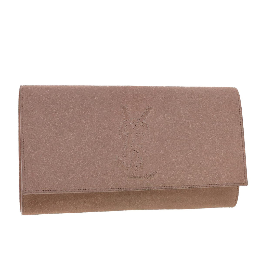 SAINT LAURENT Clutch Bag Leather Pink Auth am4193