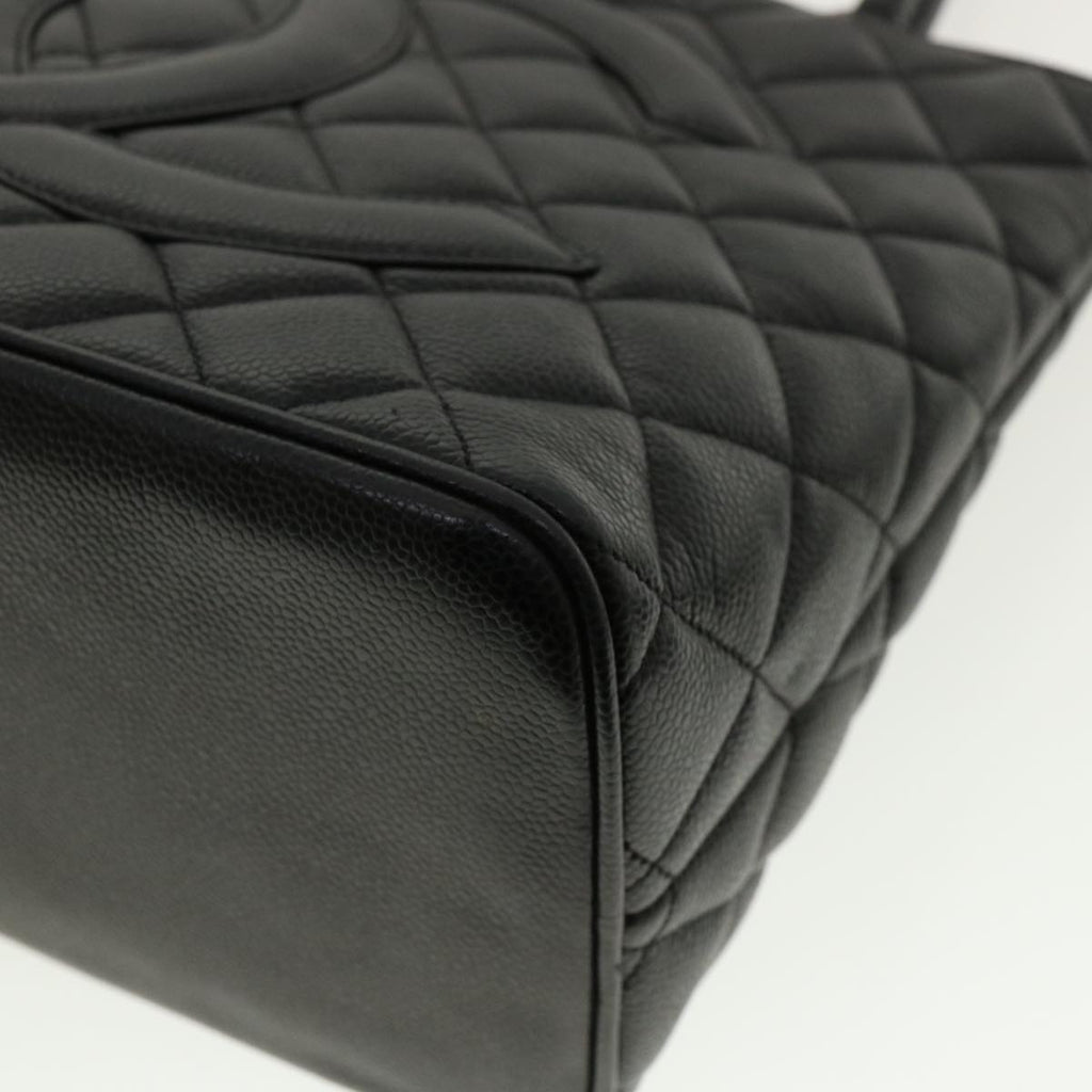 CHANEL Tote Bag Caviar Skin Black CC  am4270