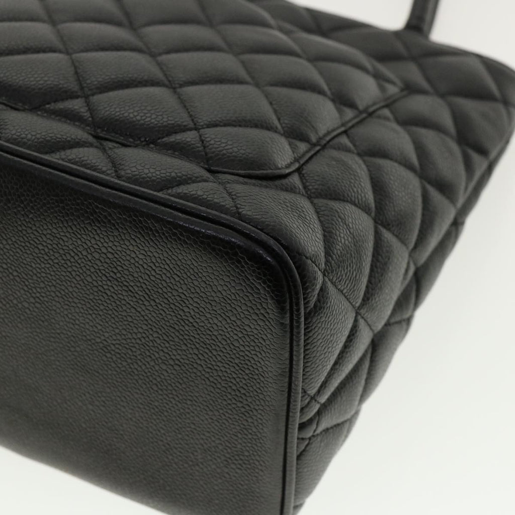 CHANEL Tote Bag Caviar Skin Black CC  am4270