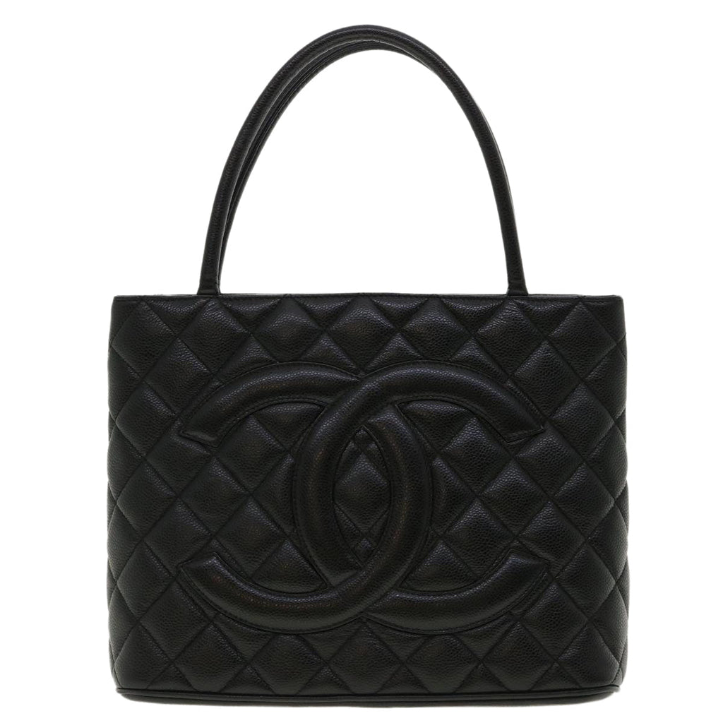 CHANEL Tote Bag Caviar Skin Black CC  am4270