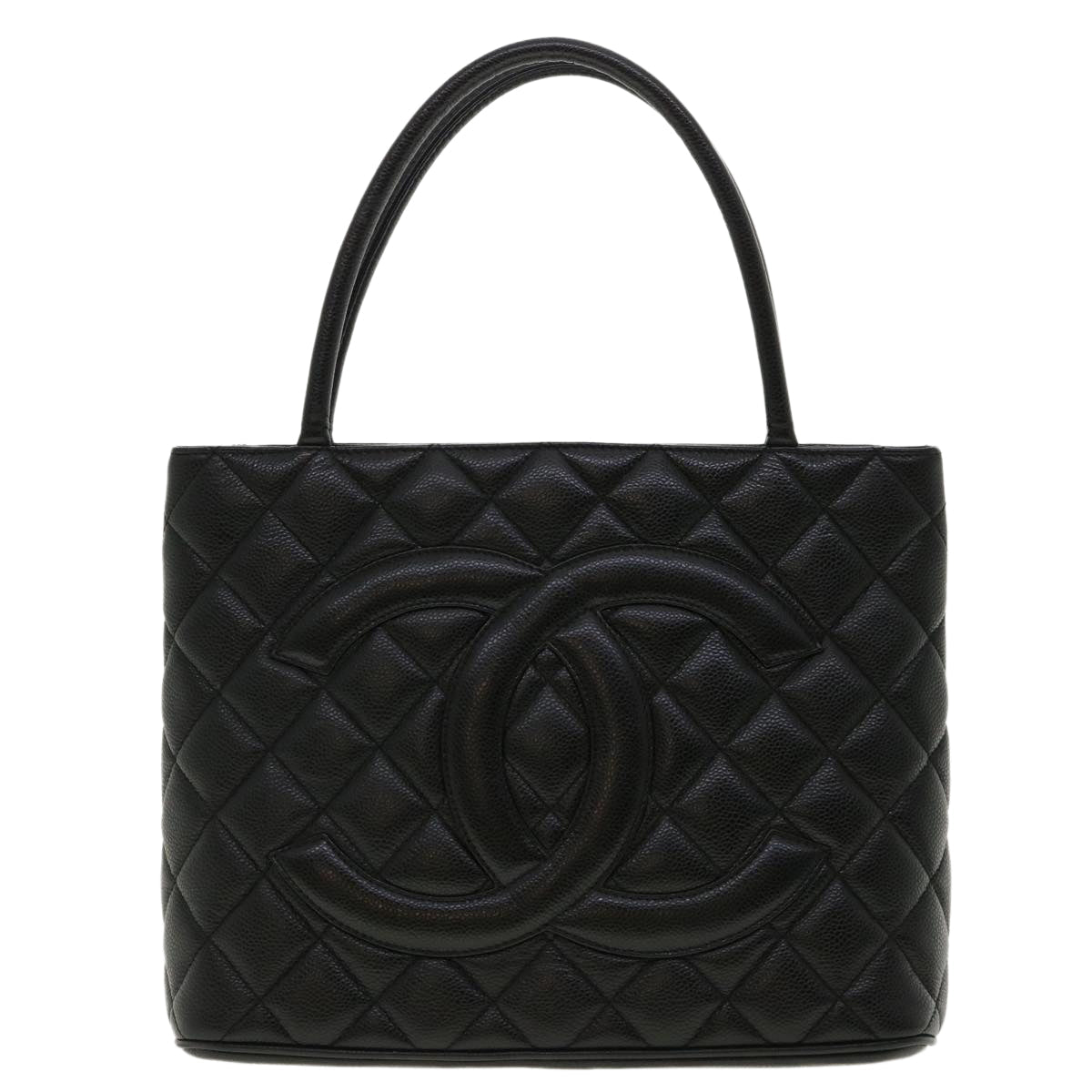 CHANEL Tote Bag Caviar Skin Black CC  am4270