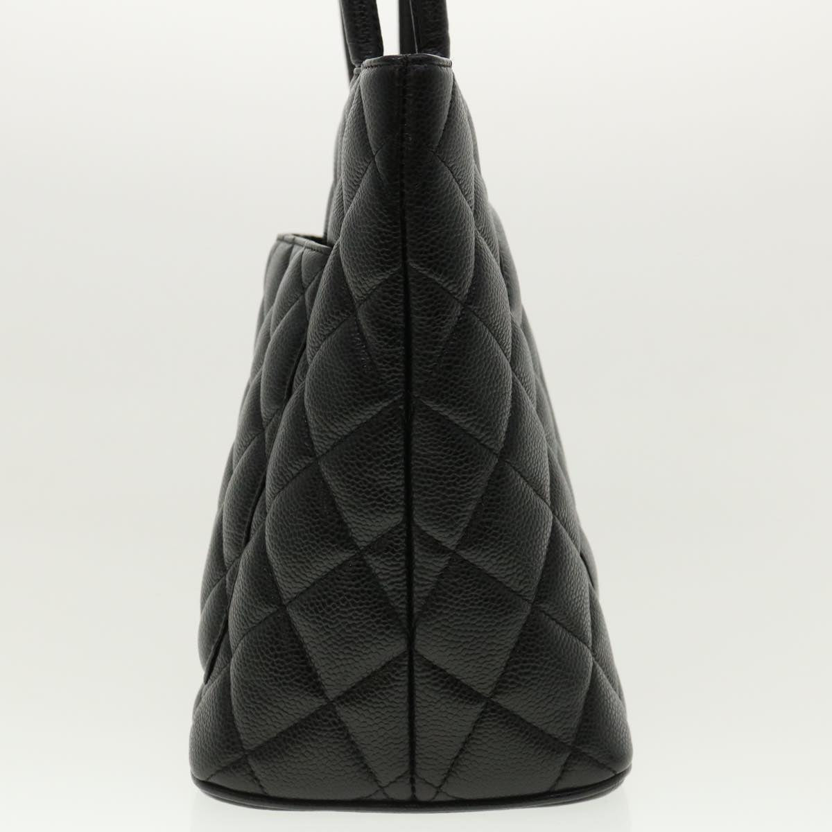 CHANEL Tote Bag Caviar Skin Black CC  am4270