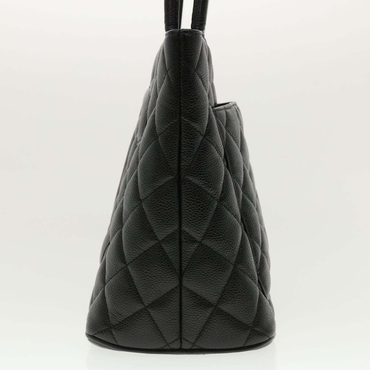 CHANEL Tote Bag Caviar Skin Black CC  am4270