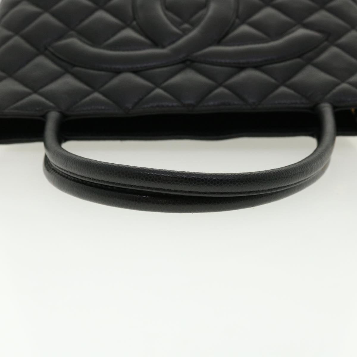 CHANEL Tote Bag Caviar Skin Black CC  am4270