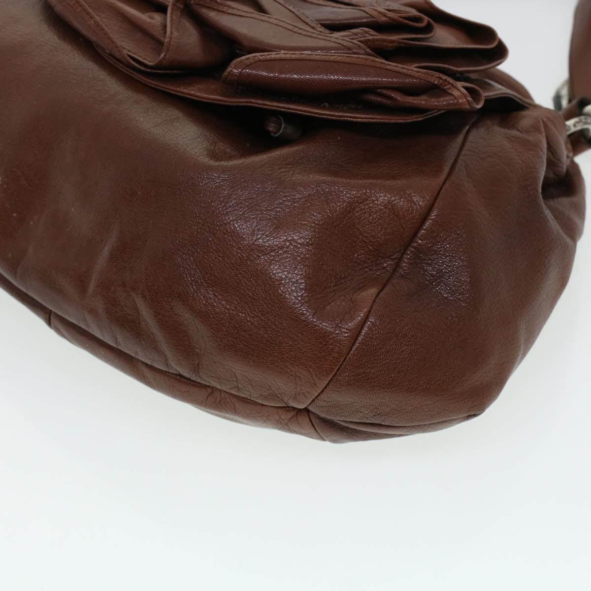 SAINT LAURENT Shoulder Bag Leather Brown 112878 Auth am4283