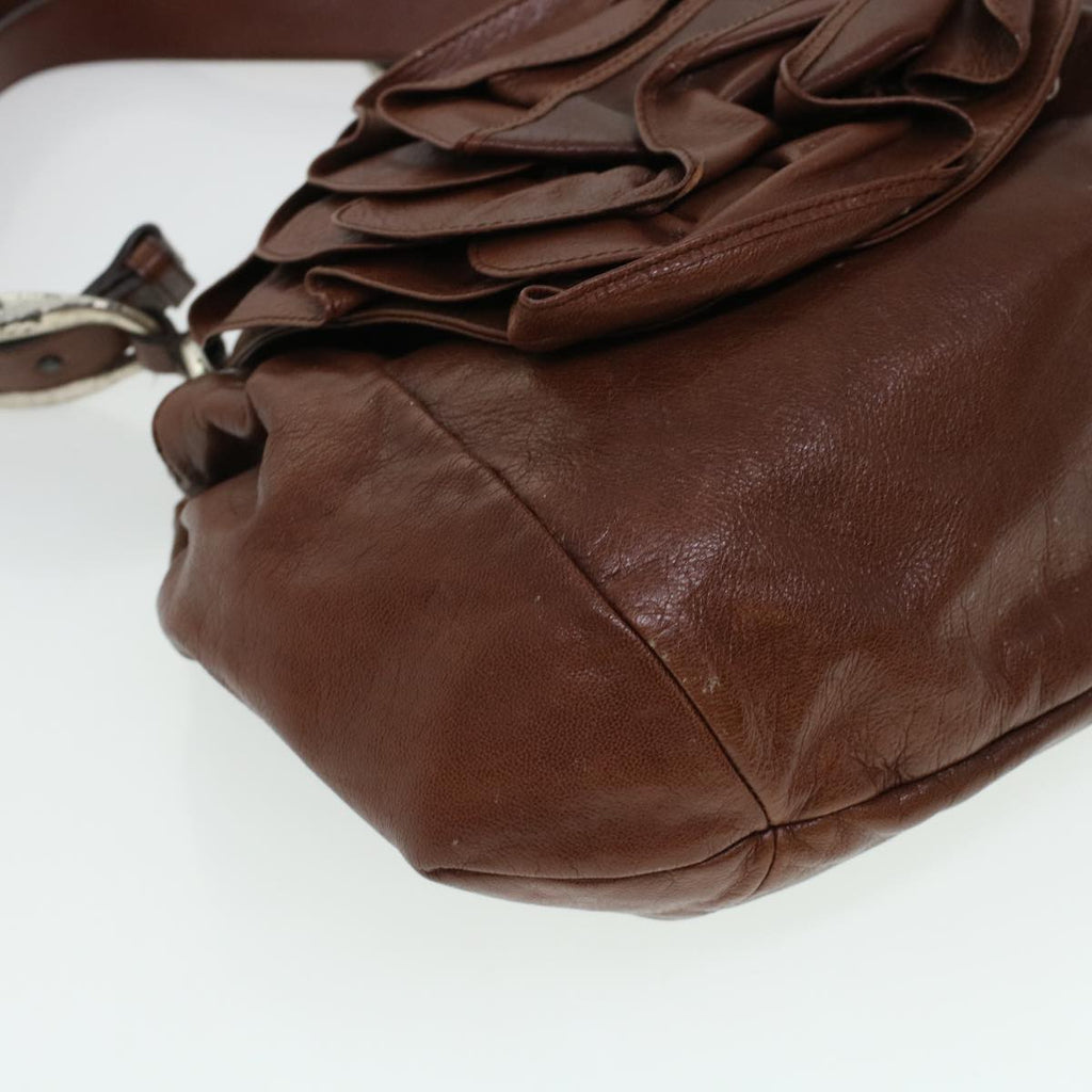 SAINT LAURENT Shoulder Bag Leather Brown 112878 Auth am4283