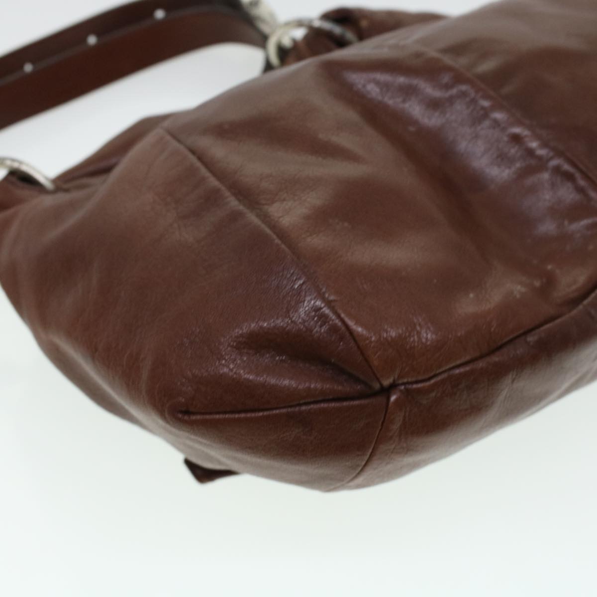 SAINT LAURENT Shoulder Bag Leather Brown 112878 Auth am4283