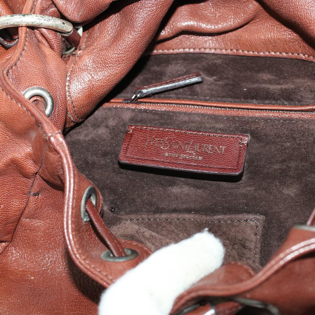 SAINT LAURENT Shoulder Bag Leather Brown 112878 Auth am4283