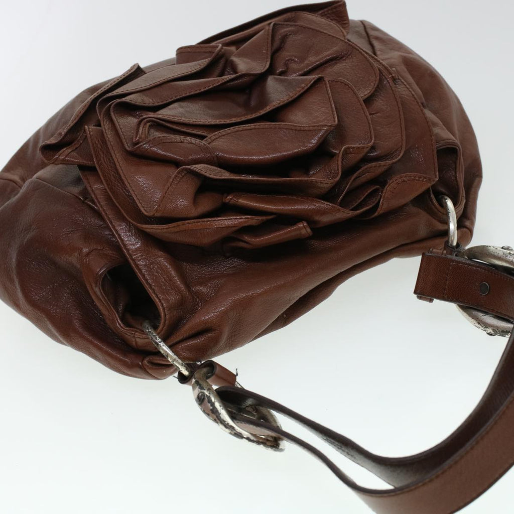 SAINT LAURENT Shoulder Bag Leather Brown 112878 Auth am4283