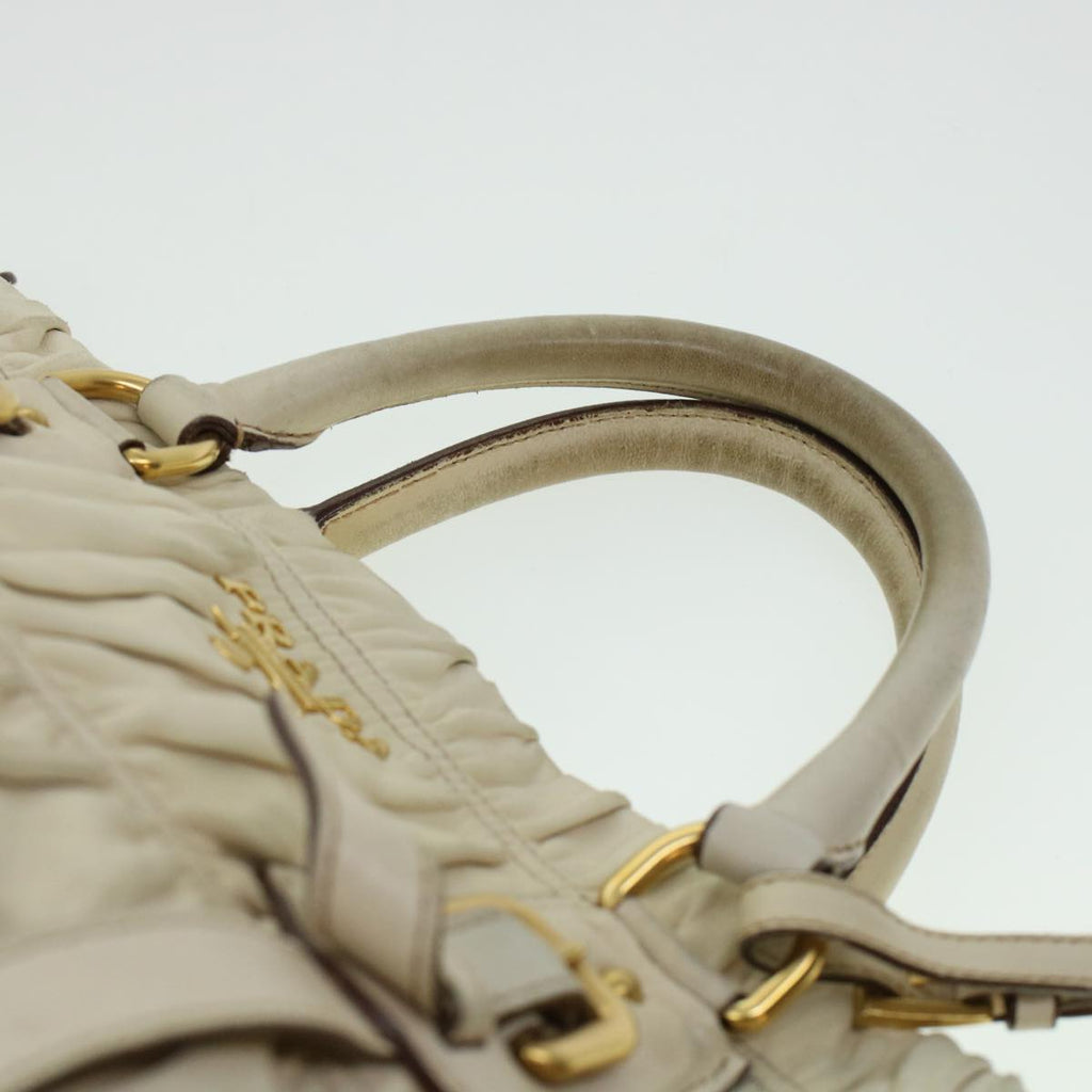 PRADA Hand Bag Leather Beige  am4391