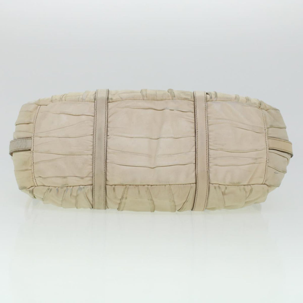 PRADA Hand Bag Leather Beige  am4391