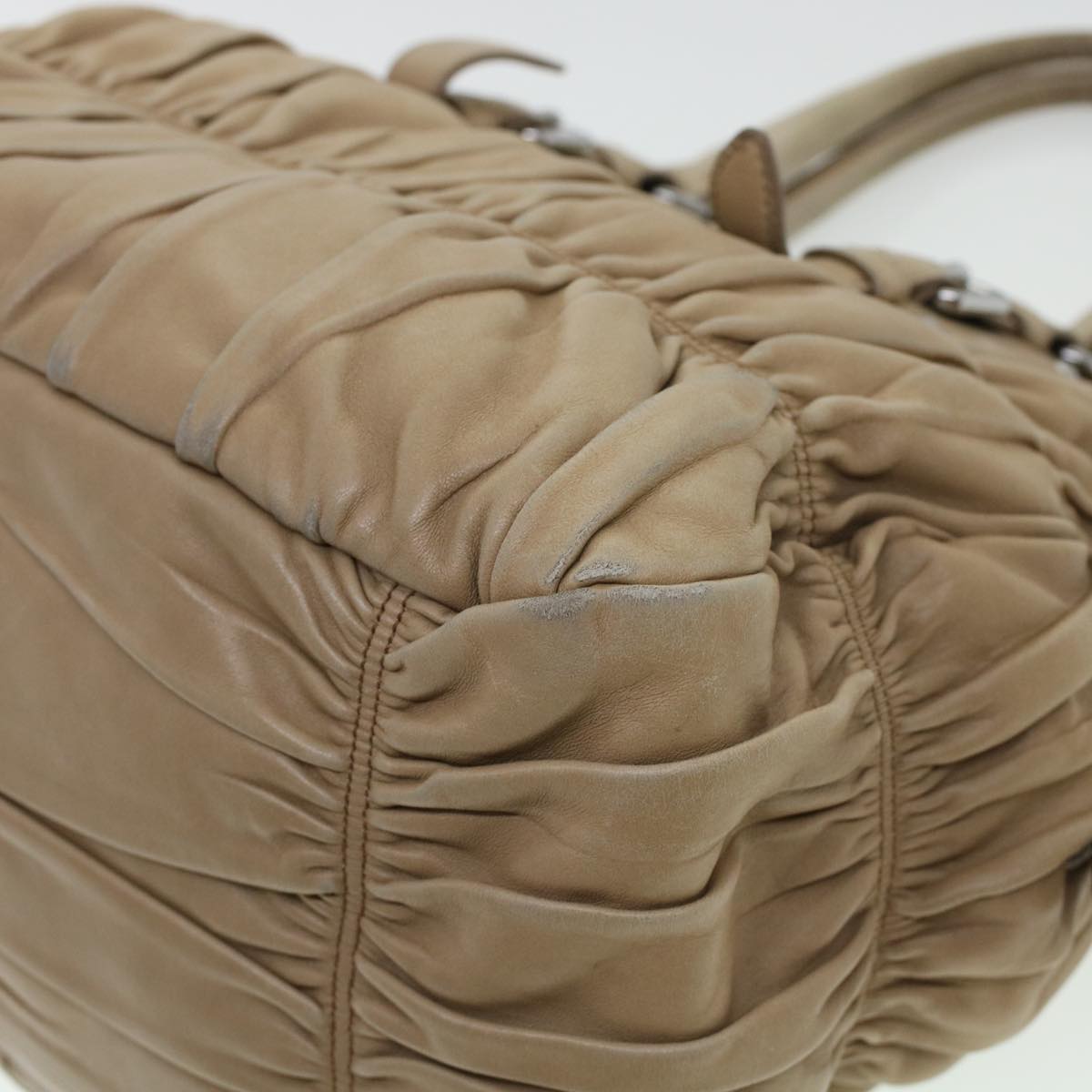 PRADA Shoulder Bag Leather 2way Beige  am4393
