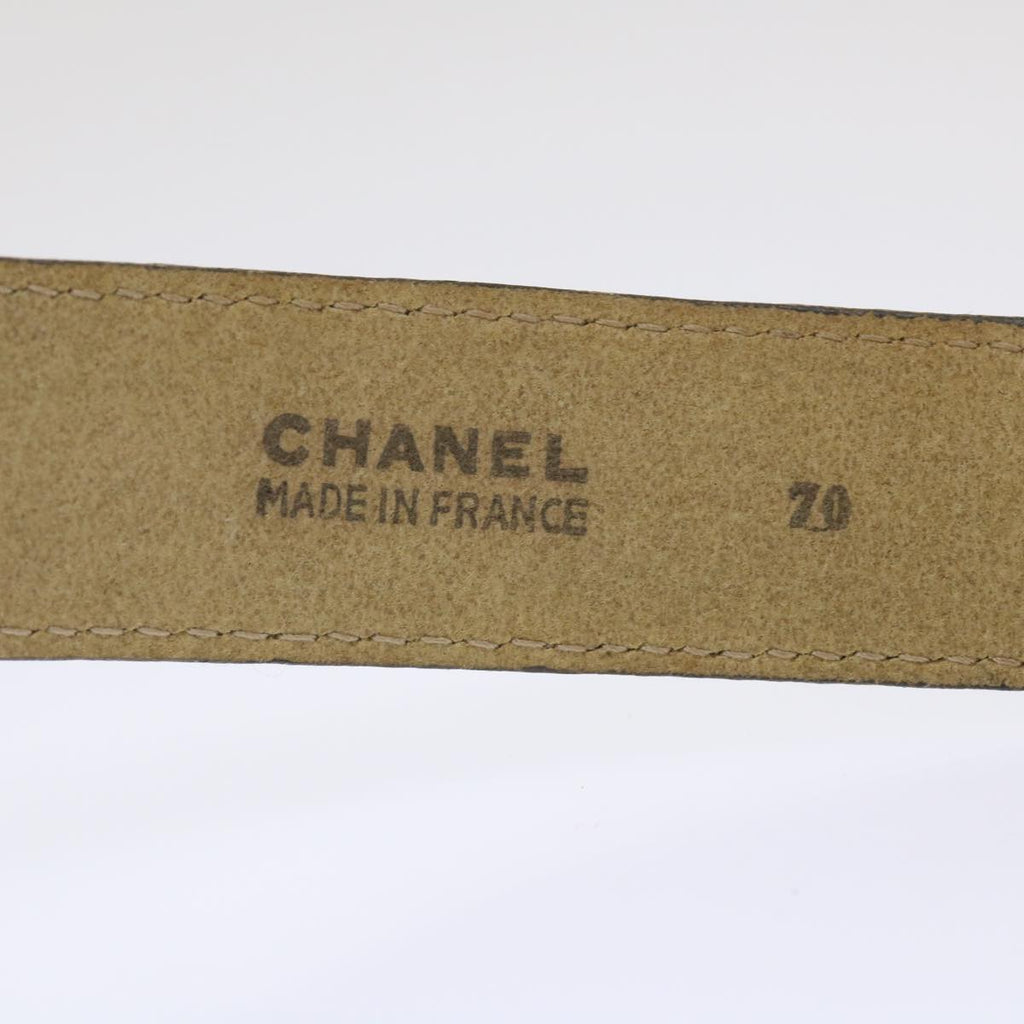 CHANEL COCO Mark Belt Leather 33.1" Beige CC Auth am4714