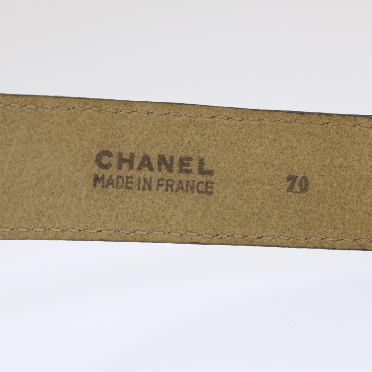 CHANEL COCO Mark Belt Leather 33.1" Beige CC Auth am4714