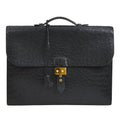 HERMES SAC A DEPECHES 41 Briefcase Hand Bag Black Ostrich
