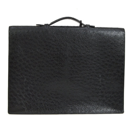 HERMES SAC A DEPECHES 41 Briefcase Hand Bag Black Ostrich