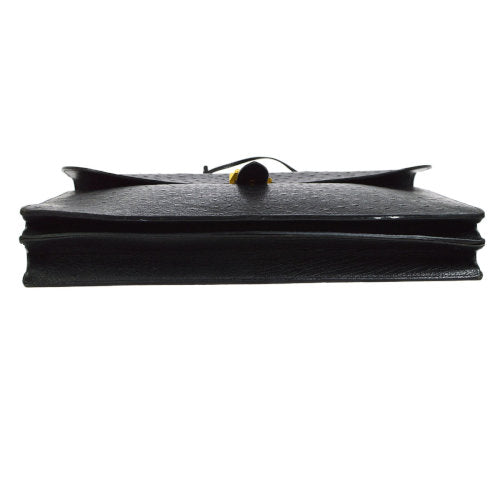 HERMES SAC A DEPECHES 41 Briefcase Hand Bag Black Ostrich