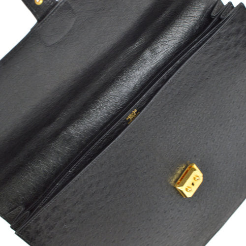 HERMES SAC A DEPECHES 41 Briefcase Hand Bag Black Ostrich