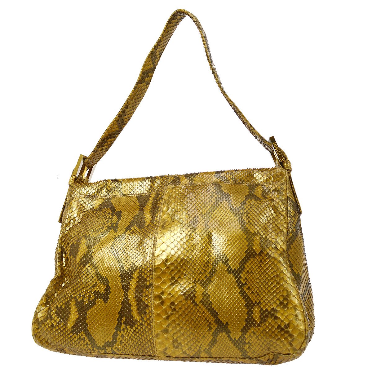 FENDI 80s Gold Python Mamma Baguette Large