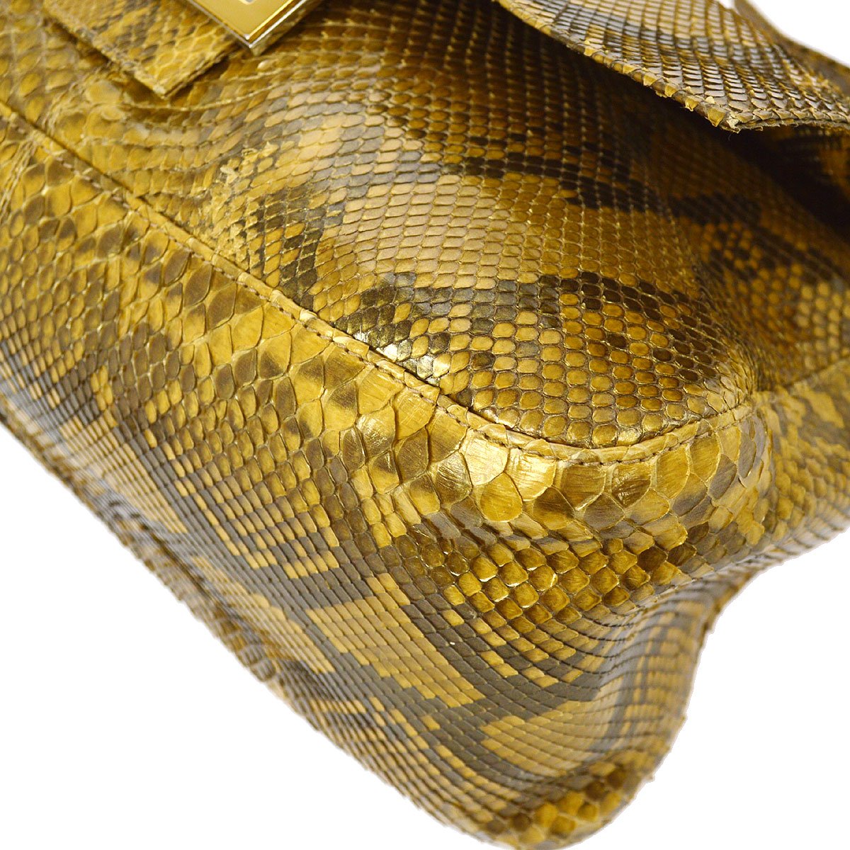FENDI 80s Gold Python Mamma Baguette Large
