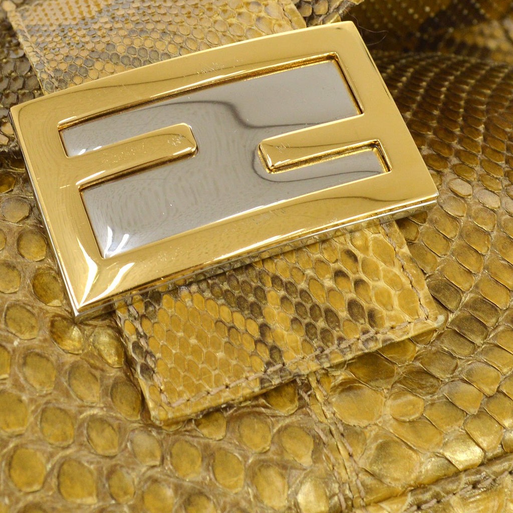 FENDI 80s Gold Python Mamma Baguette Large