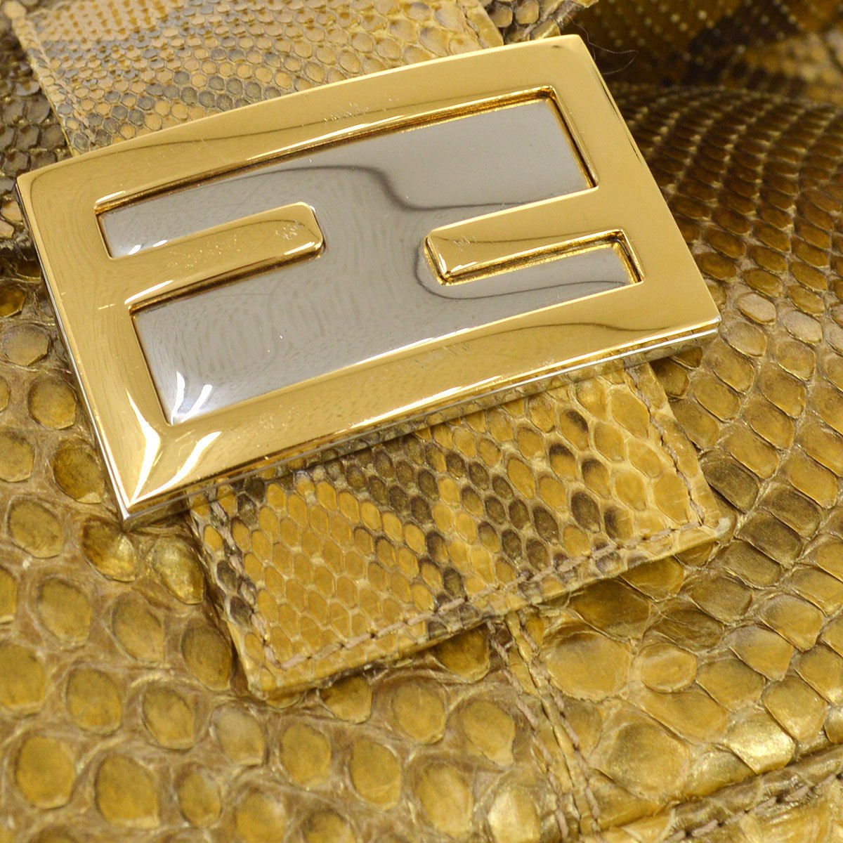 FENDI 80s Gold Python Mamma Baguette Large