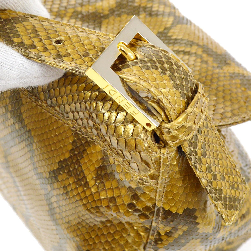 FENDI 80s Gold Python Mamma Baguette Large