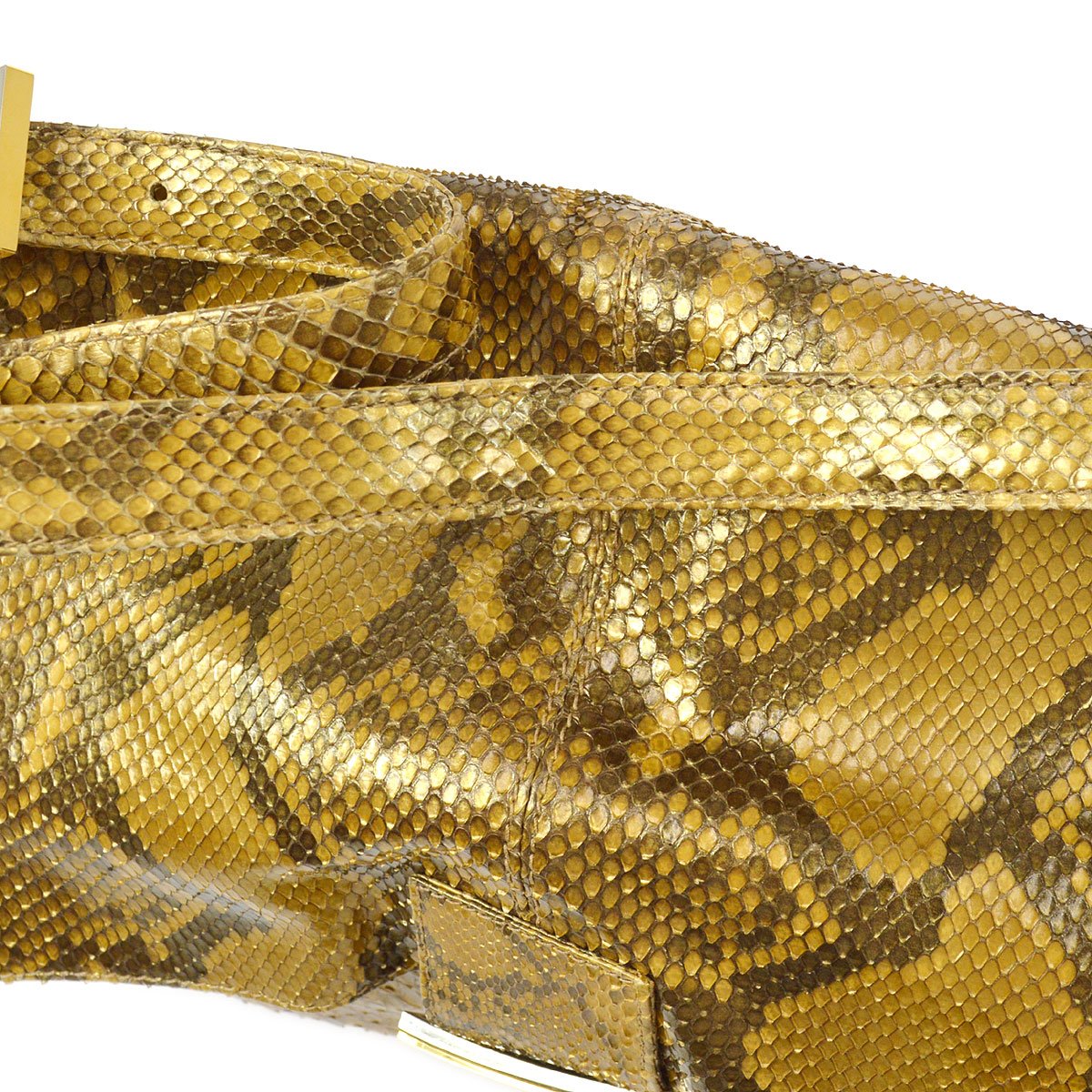 FENDI 80s Gold Python Mamma Baguette Large