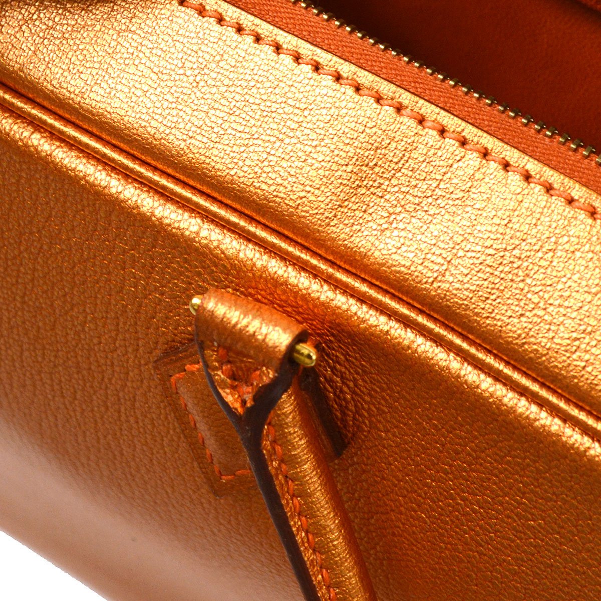 HERMES PLUME ELAN 28 Metallic Orange Chevre Coromandel