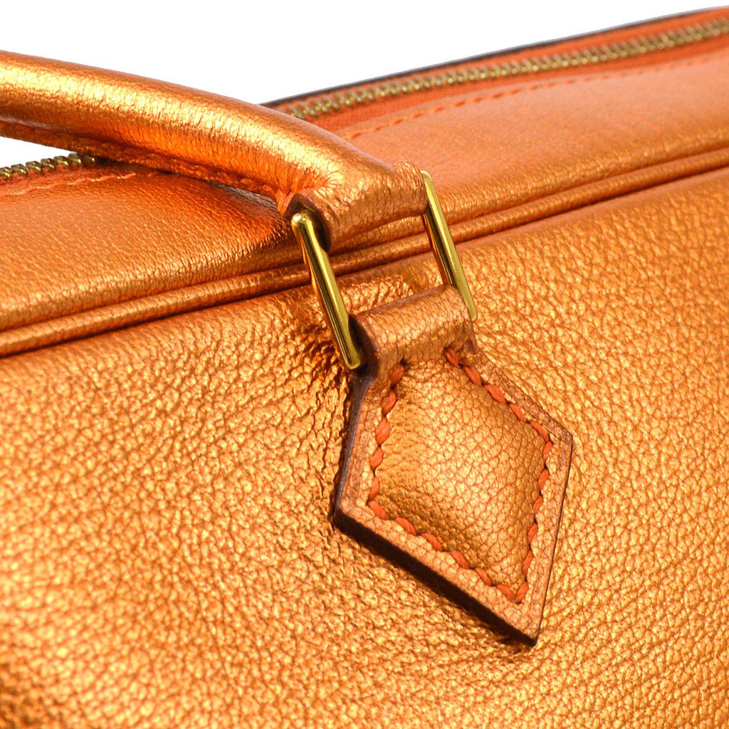 HERMES PLUME ELAN 28 Metallic Orange Chevre Coromandel