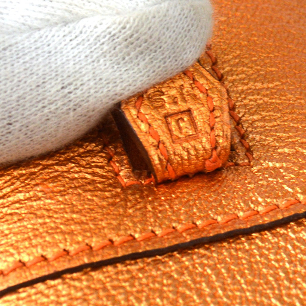 HERMES PLUME ELAN 28 Metallic Orange Chevre Coromandel