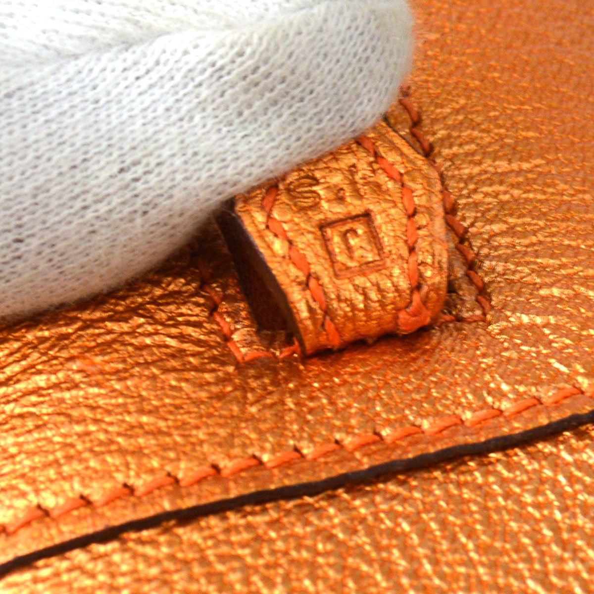 HERMES PLUME ELAN 28 Metallic Orange Chevre Coromandel