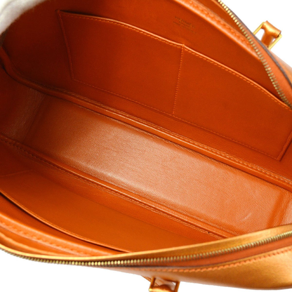 HERMES PLUME ELAN 28 Metallic Orange Chevre Coromandel