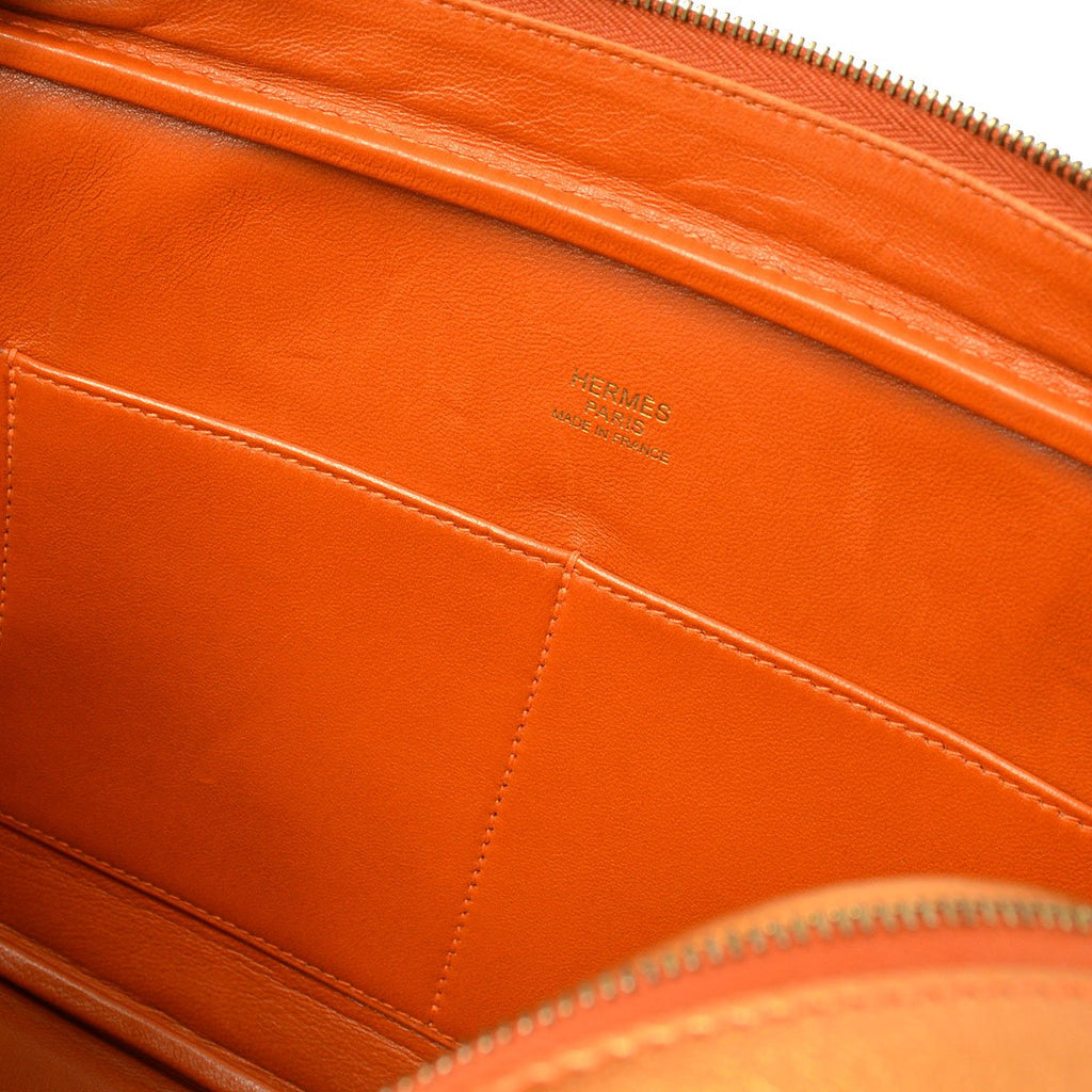 HERMES PLUME ELAN 28 Metallic Orange Chevre Coromandel