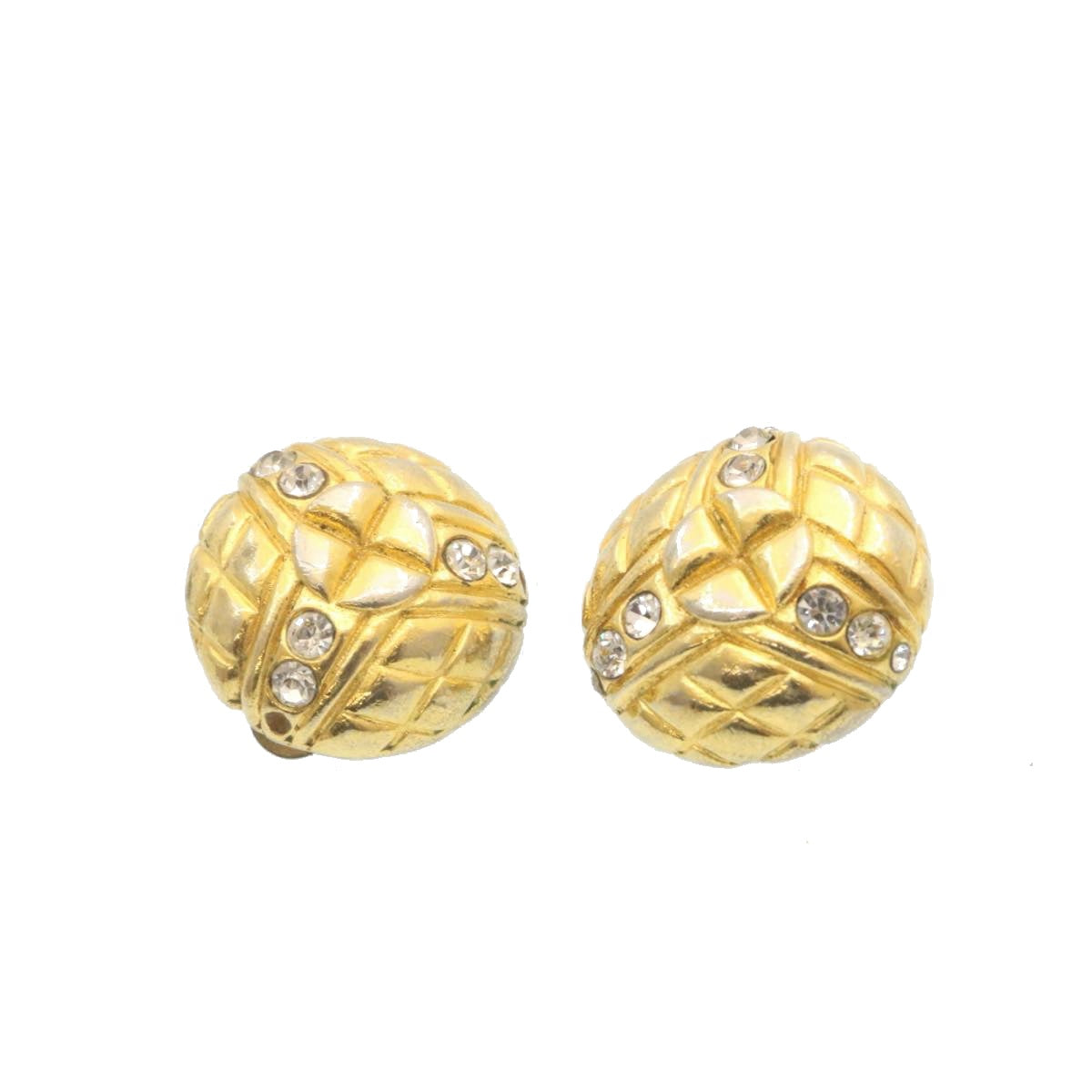 CHANEL Clip-on Earring Gold Tone CC Auth ar4785